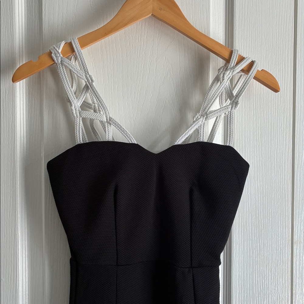 Black Mini Rope Shoulder Dress - Picture 3 of 5